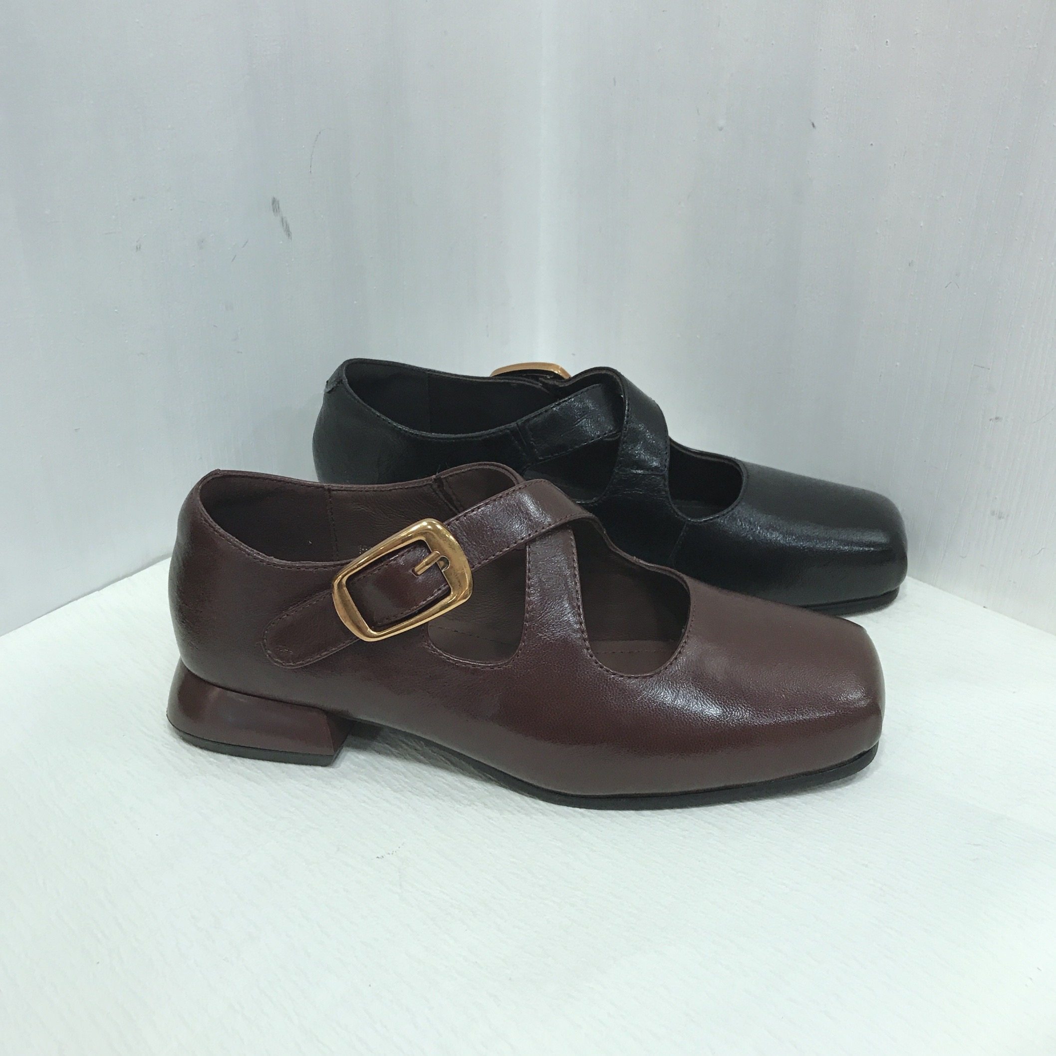 雪中情手抓羊皮2026新款复古质感水洗牛皮交叉带玛丽珍粗低跟方头,女鞋,玛丽珍鞋,淘宝优惠券,粉丝福利购,淘宝优惠卷