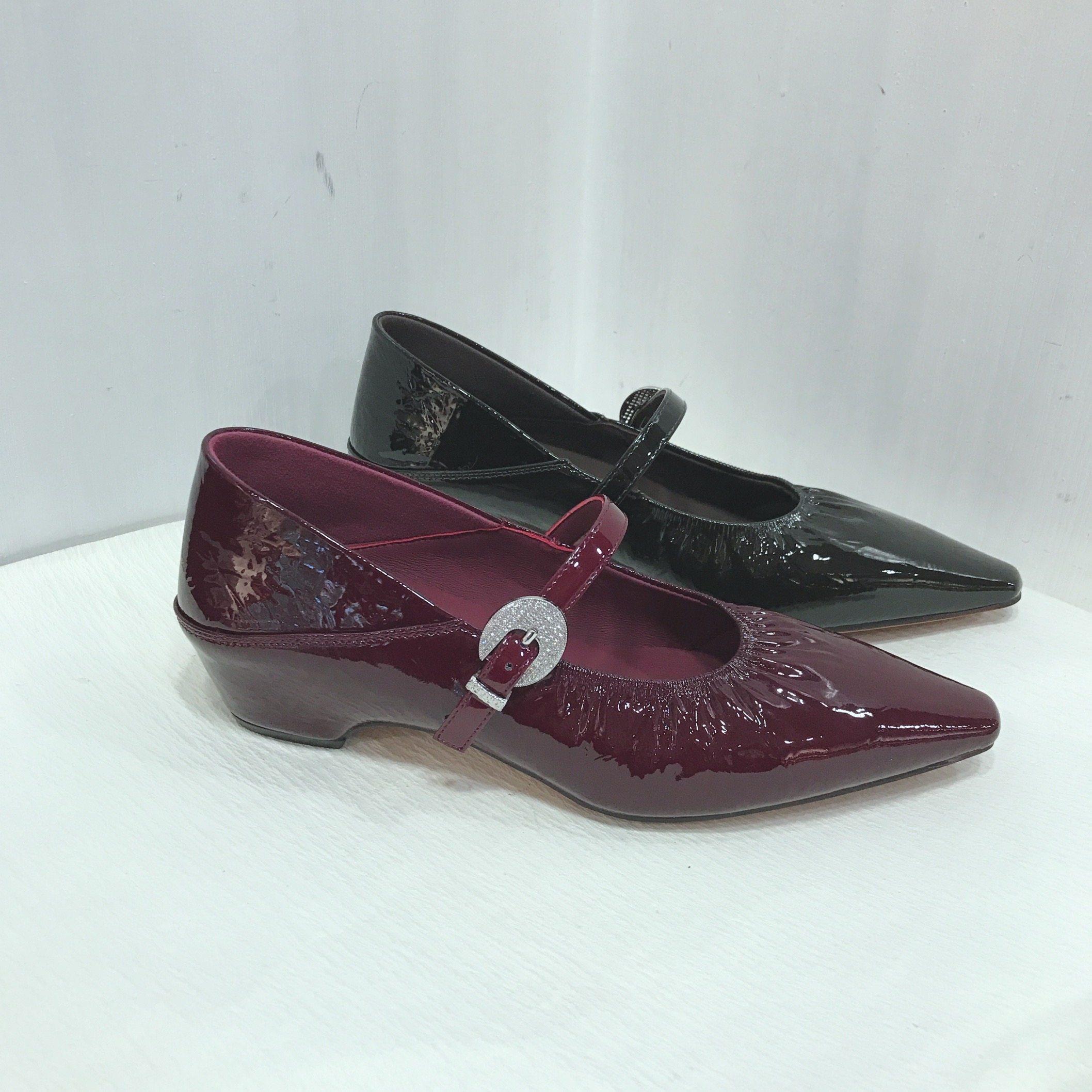 雪中情手抓牛漆皮2026春季新款女鞋小香风尖头鞋褶皱一字带鞋单鞋,女鞋,浅口单鞋,淘宝优惠券,粉丝福利购,淘宝优惠卷