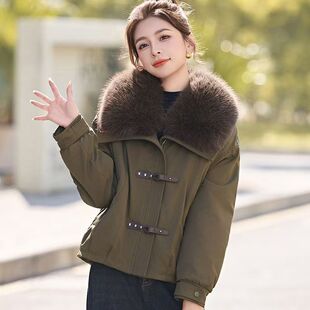 可拆卸大毛领派克服女2025新冬季高级感棉服洋气小个子棉衣短外套