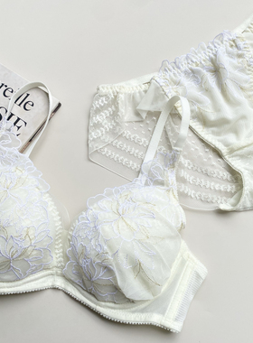 鸥～圆盘12薄杯透气零鸡心软钢圈收副乳聚拢内衣套装657075BCDEFG