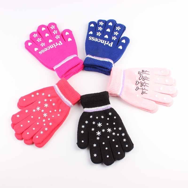 儿童手套秋冬季男女童薄款保暖针织毛线可爱卡通小学生加绒厚五指