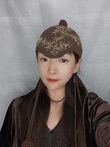 原创设计秋冬手工钩花民族风美人尖刺绣流苏时尚针织小众女士帽子
