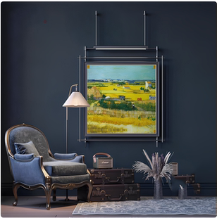 中古风铁艺墙面金属铁艺吊杆装饰画带灯酒店会所样板间玄关壁挂饰