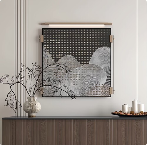 现代高级感发光壁画餐厅装饰挂画