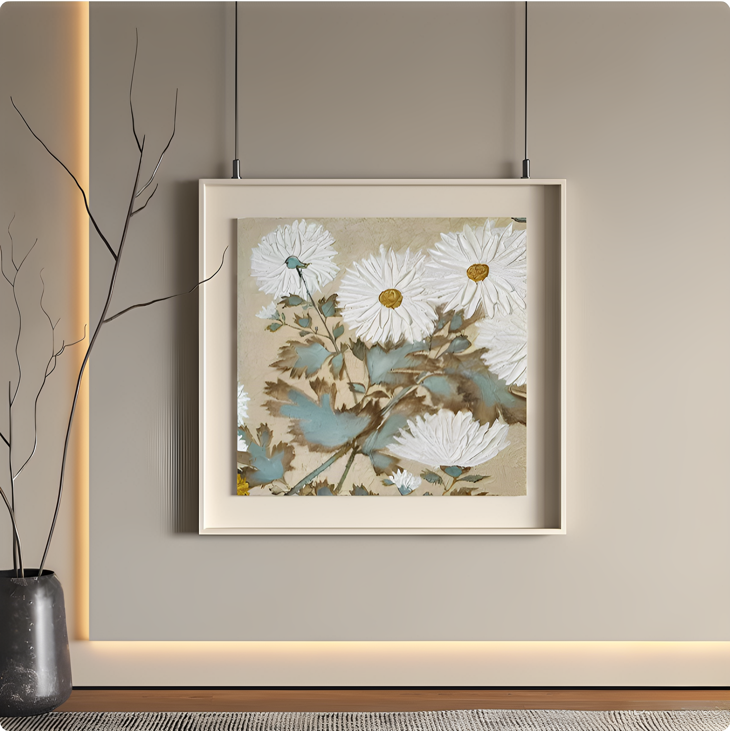 法式现代吊杆挂画酒店客房床头挂画别墅样板间客厅玄关装饰画定制图片