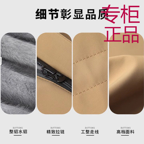 新款皮毛一体派克服男士水貂内胆