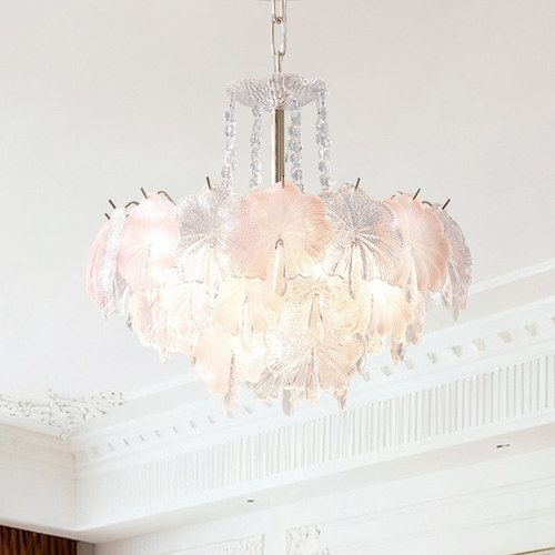 法式浪漫粉色花瓣玻璃吊灯轻奢客厅卧室艺术灯饰创意温馨少女心灯