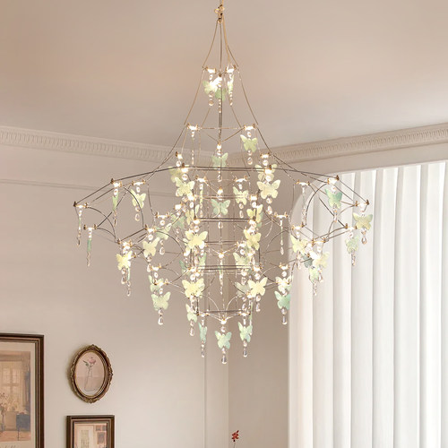 网红蝴蝶水晶轻奢吊灯客厅卧室ins风装饰灯具艺术浪漫中古风吊灯