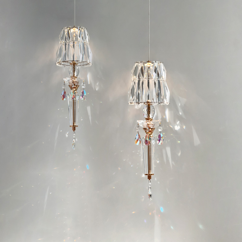 新款法式床头小吊灯水晶灯床头背景小吊高级感玄关吊线灯衣帽间灯