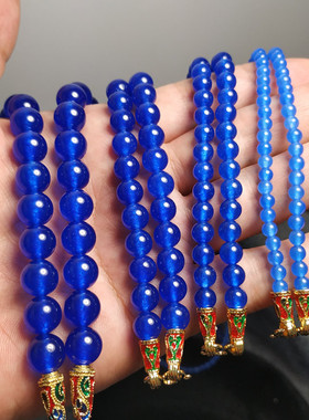 新款蓝色 蓝玉髓泰国佛牌链子 大珠小珠子佛牌项链挂链女士男款
