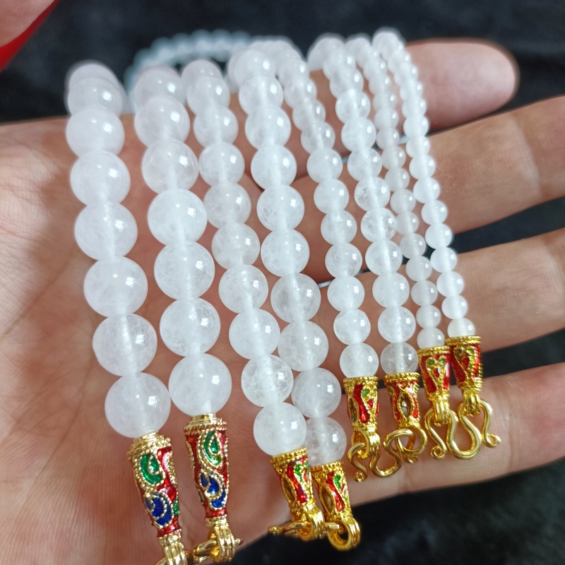 白玉髓佛牌链项链白色圆珠