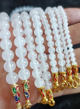 白玉髓佛牌链项链白色圆珠