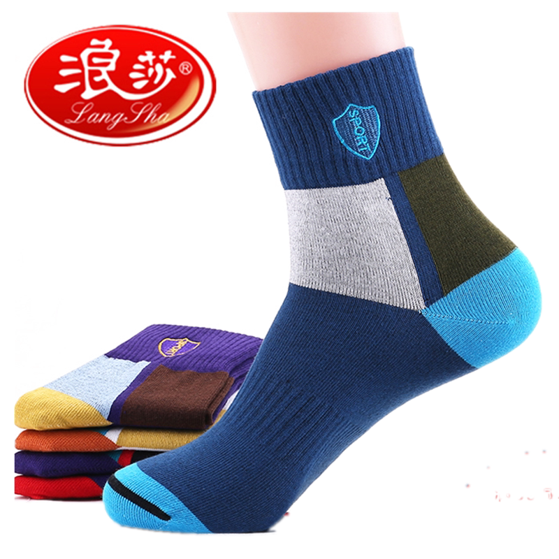 运动袜浪莎纯棉浪莎男吸汗中筒袜
