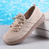 老北京布鞋 软底舒适防滑妈妈单鞋 女百搭休闲系带飞织透气秋季 新款