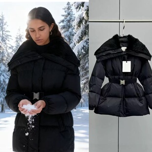 蒙家羽绒服女高版本M家白鸭绒加厚外套女士大翻领狐狸毛女新国潮