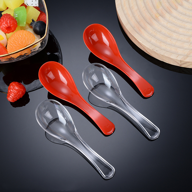 透明红色塑料一次性勺子喜庆结婚