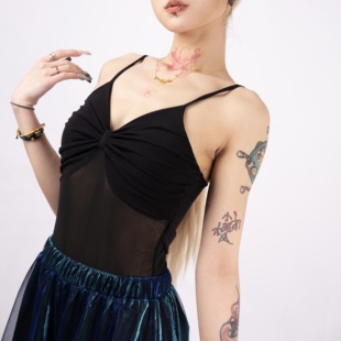 heels爵士舞吊带连体衣舞蹈练功服国风打底上衣自带胸垫