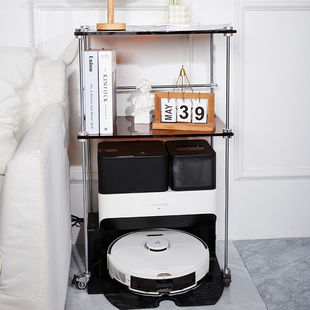 扫地机器人上置物架亚克力光轴可移动推车边几收纳架上架边柜升降