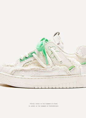 广州鞋破坏美学系列国潮休闲青春潮流防滑耐磨增高低帮板鞋男鞋子