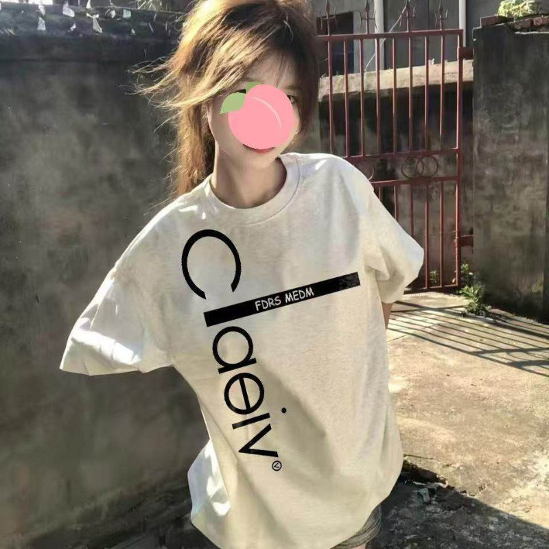 美式小众设计感字母短袖T恤女大童夏季初中高中学生宽松半袖上衣