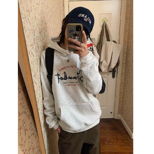 学院风纯棉连帽卫衣女大童春秋加厚初中高中学生宽松百搭上衣外套