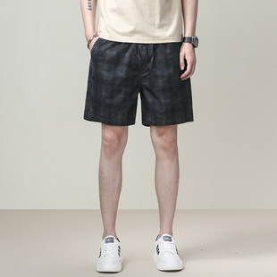 宽松休闲四分裤 男士 新款 格子短裤 运动五分裤 薄款 百搭中裤 子 男夏季