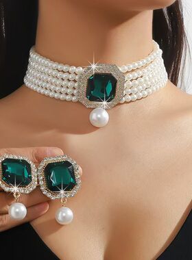 欧美奢华多层仿珍珠几何