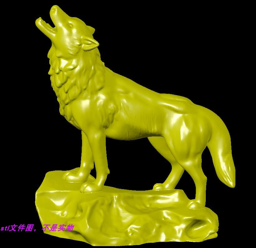 啸天狼朝天狼动物宠物扫描图三维立体stl文件雕刻3D打印模型素材图片