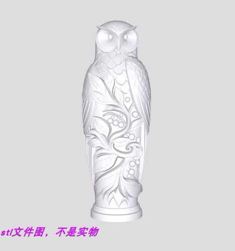 树叶子猫头鹰动物鸟手办三维立体图stl文件图3D打印模型素材