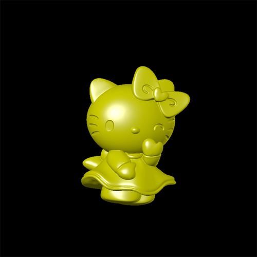 kittykt猫卡通三维立体图圆雕图图纸stl文件雕刻机3d打印模型素材