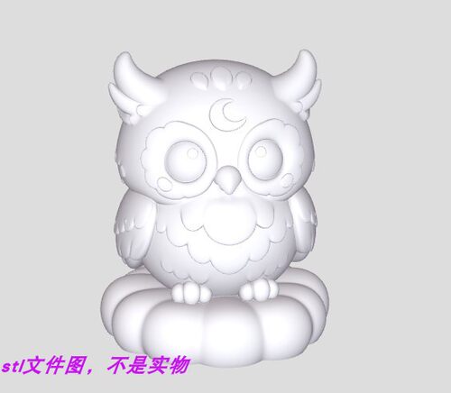 猫头鹰动物月亮鸟手办三维立体图stl文件图3D打印模型素材