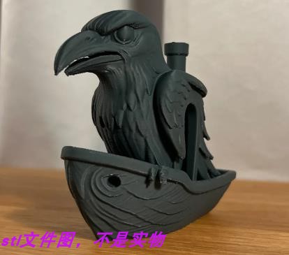乌鸦船鸟万圣节动物恐怖普通三维立体stl雕刻图3d打印模型素材