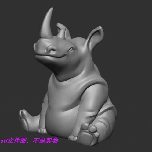 犀牛动物卡通动漫宠物三维立体stl文件图雕刻机3D打印模型素材