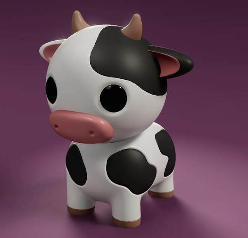 奶牛卡通动物公牛母牛三维机雕立体圆雕图stl文件雕刻3D打印模型