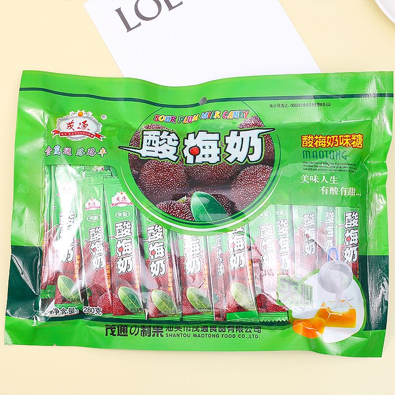 茂通酸梅奶糖软8090后怀旧