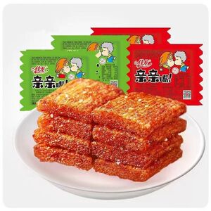 亲亲嘴辣条亲嘴烧儿时怀旧香辣味素牛筋解馋小零食商超批发
