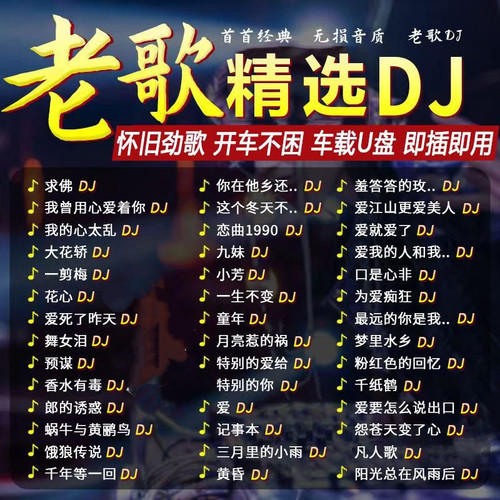 经典老歌带DJ车载音乐U盘精选歌曲成名金曲708090全老歌优盘MP3