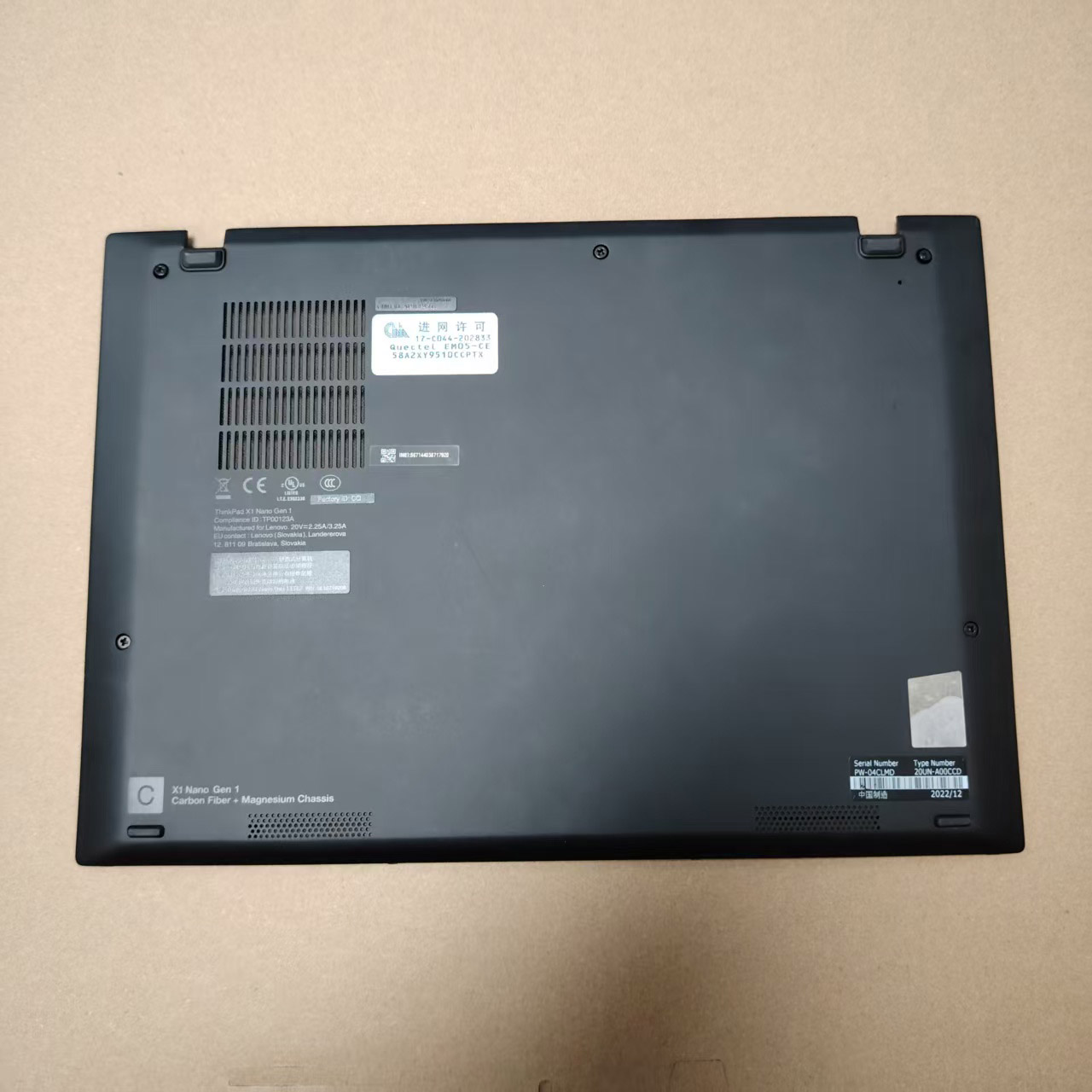 联想ThinkPad X1 Nano Gen1 D壳 底壳 下盖 4G5G无线款5M10X63647