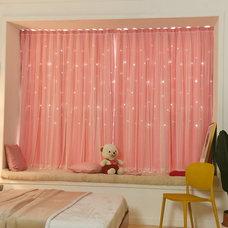 窗帘免打孔安装遮光卧室飘窗
