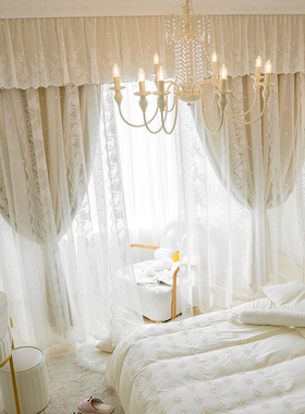 客厅全遮光窗帘2025年新款网红流行落地窗短款带帘头拐角简约飘窗