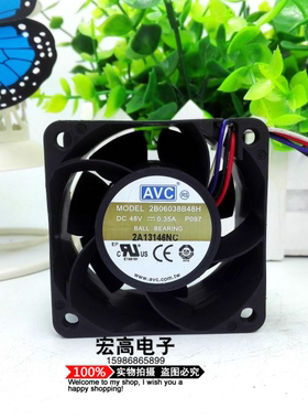 正品AVC 2B06038B48H 6038 48V 0.35A 6CM/厘米 双滚珠散热风扇