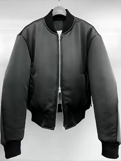 Vujade009-Max Satin Pillow Warm Flight Jacket Casual Short Loose Silhouette Zipper Jacket Ken