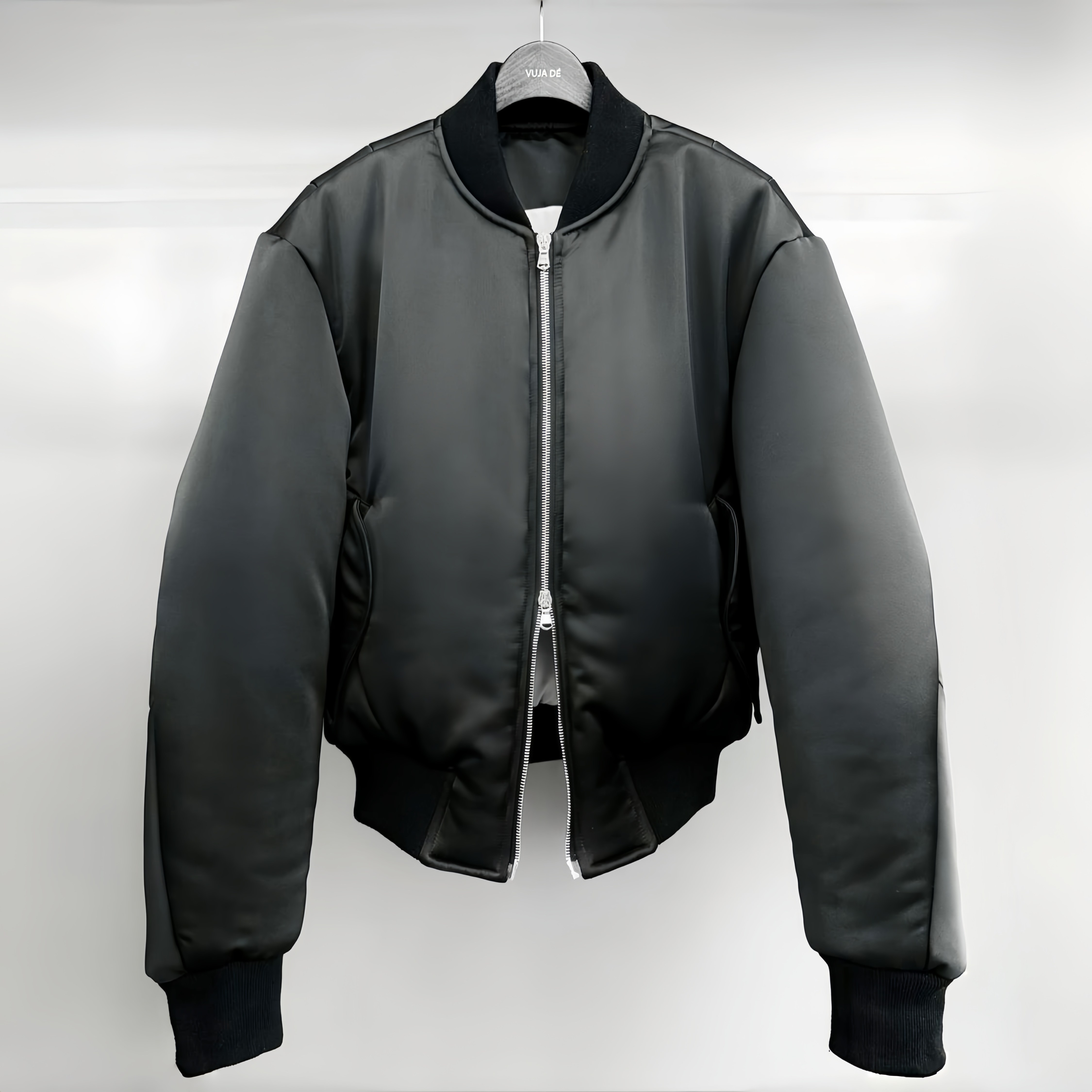 thumbnail for Vujade009-Max satin pillow insulated insulated flight jacket casual cropped loose silhouette zip jacket ken