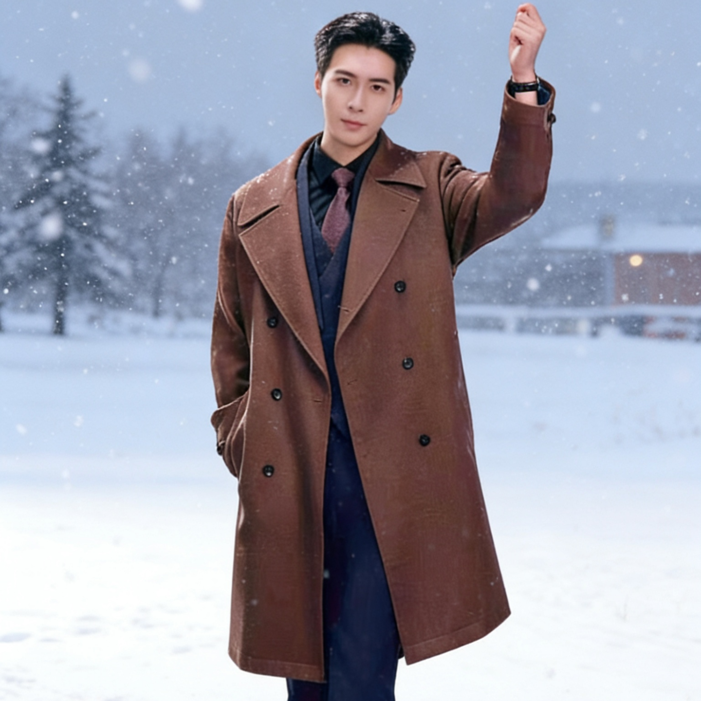 突然的喜欢陈星旭高海明同款大衣男韩版宽松羊毛呢子风衣外套衣服,男装,毛呢大衣,淘宝优惠券,粉丝福利购,淘宝优惠卷
