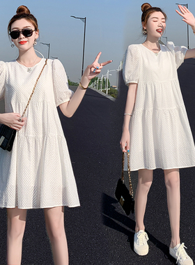 小个子连衣裙2022新款小清新韩版宽松中长款白色减龄a字娃娃裙女