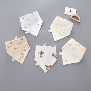 新初生婴儿童男女宝宝春夏磨毛双层全纯棉三角巾防水围嘴兜口水巾