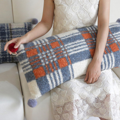 ins风复古格子抱枕客厅沙发靠垫