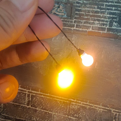 钨丝灯泡LED灯珠5v电压12分微缩娃屋摆件 做旧白炽灯款 模型灯