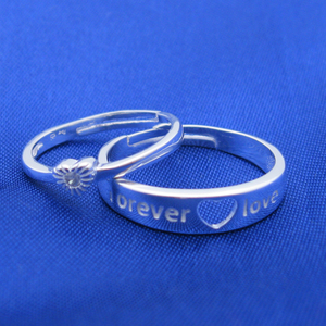 S99纯银情侣戒指开口韩版对戒情侣银戒指一对情人节礼物抖音饰品
