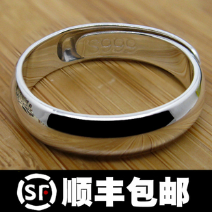 顺丰 霸气简约光面尾戒饰品 包邮 S999纯银男单身戒指开口可调节个性